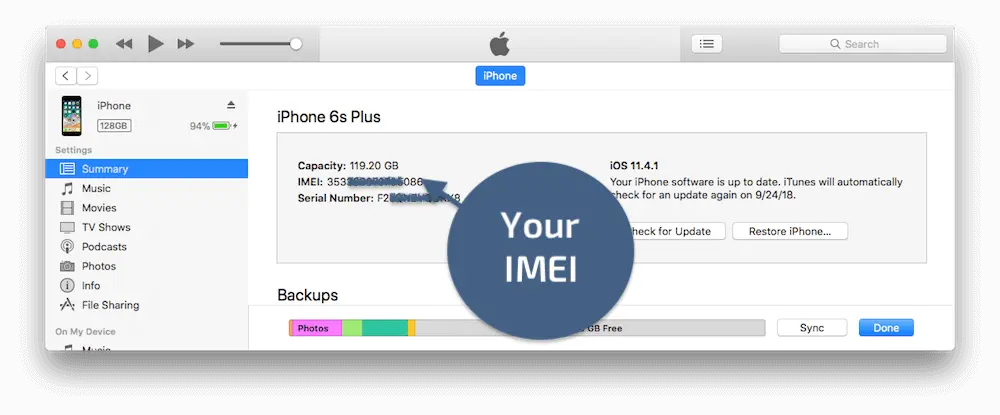 how to find iphone imei